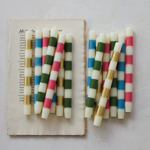 Striped Taper Candles in Box