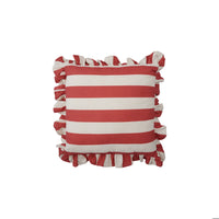 Square Fabric Striped Pillow with Ruffle