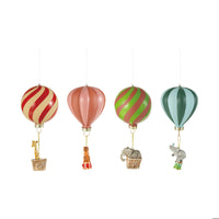 Striped Hot Air Balloon with Hanging Animal Ornament