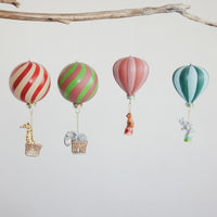 Striped Hot Air Balloon with Hanging Animal Ornament